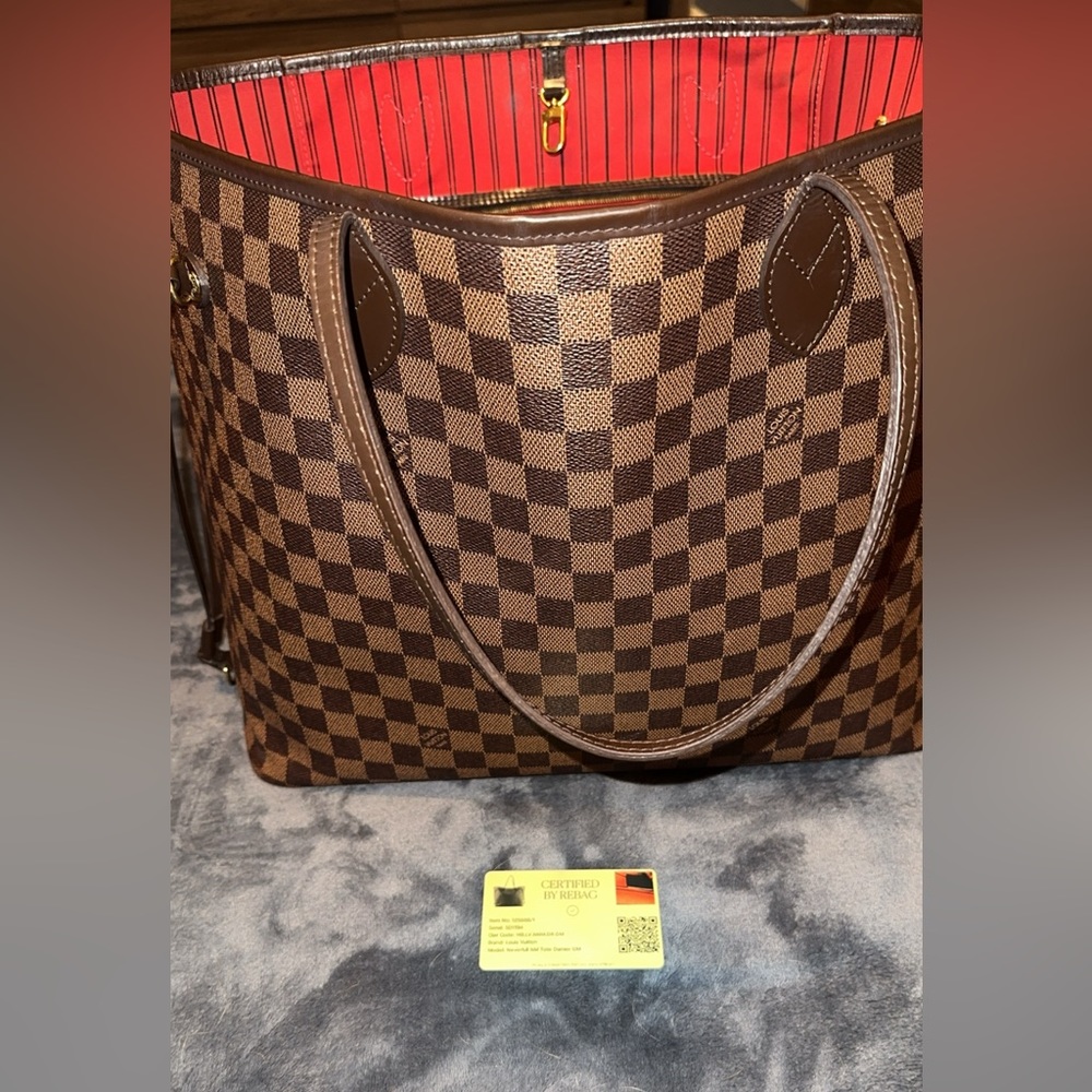 Louis Vuitton Damier Ebene Tote with Red Interior